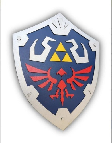 Quadro Zelda Escudo Em Relevo, Decoração, Gamer, Bar 44cm