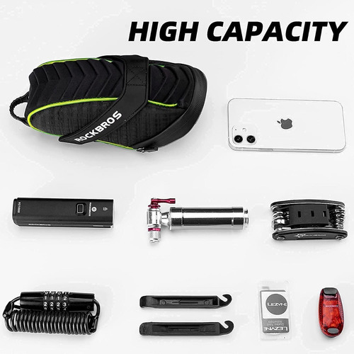 Imagen 4 de 7 de Bolsa De Asiento Sillin Para Bicicleta Luz Led 3d Rockbros
