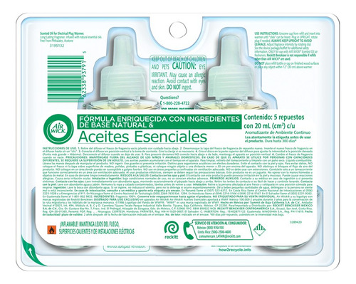 Repuesto aromatizante Air Wick Repuesto aparato electrico líquido floral 5 u