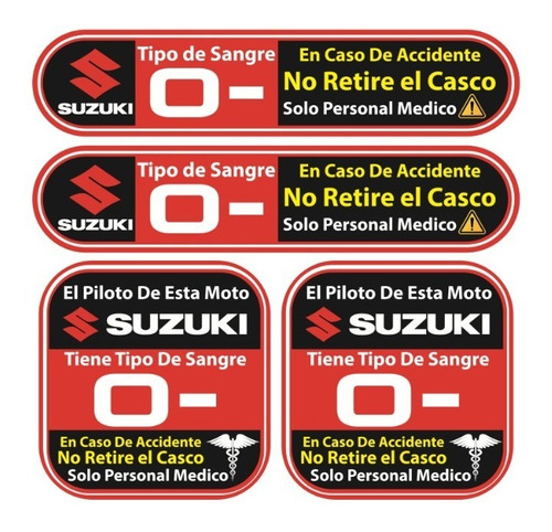 Sticker Tipo Sanguineo Reflejante Para Casco Motos Suzuki