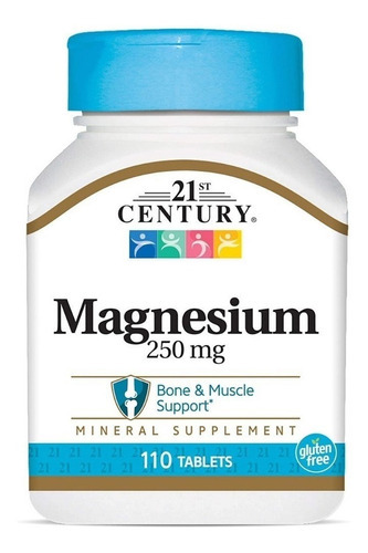 Magnesio 250mg Soporte Huesos Y Musculos 110 Tabletas 21st Sabor Sin Sabor