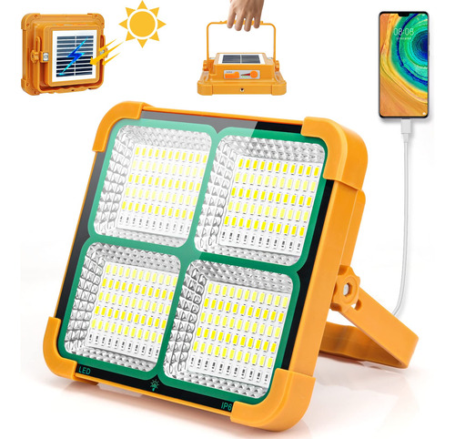 Luz Solar Recargable, Luz Led Portatil De 100 W Con 264 Led