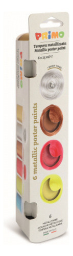 Set X6 Temperas Metalizadas 25ml Primo Gluten Free Italianas Color Metalizados