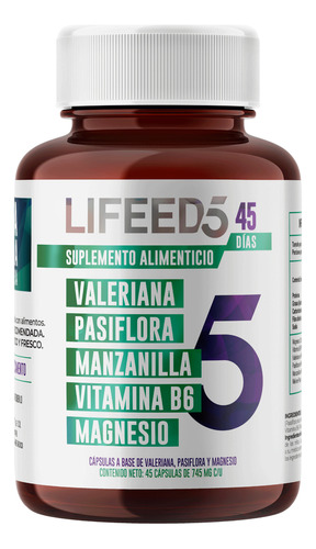 Suplemento Dormir Lifeed5 Sleep Valeriana Pasiflora 45 Caps Sabor Sin Sabor