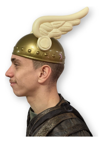 Capacete Grego Hermes Dourado Com Asas