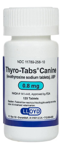 Thyrotabs Hipotiroidismo Perros 0,8mg X 120 Tabletas