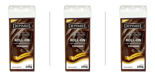 Imagen 1 de 3 de Kit X3 Cera Depilatoria Roll On Depimiel Chocolate X100ml
