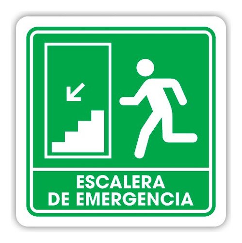 Señalamiento Escalera De Emergencia Izq Abaj 20x20 Seguridad