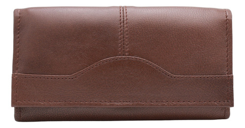 Cartera Larga Mujer Piel Billetera Monedero Gran Capacidad Chocolate