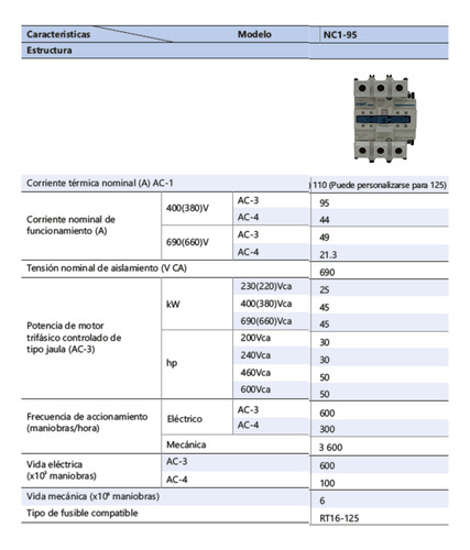 Contactor Ca Trifásico 110vca 95a-ca3 Chint Nc1-9511-110v