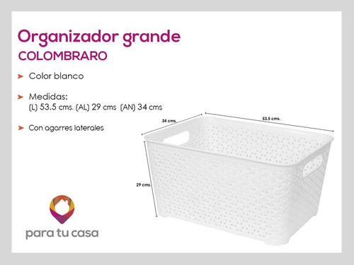Imagen 5 de 10 de Cesto Ratan Plastico Para Ropa Juguetes Grande Colombraro