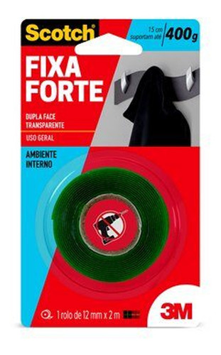 Fita Dupla Face 3m 12mm X 2m Transparente Fixa Forte Interno