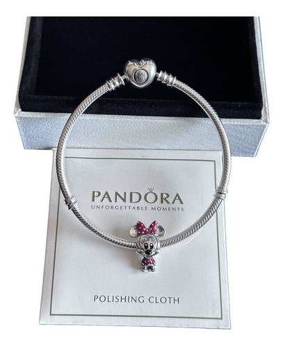 Pulsera Pandora Corazón Y Charm Minnie 100% Original Ale 