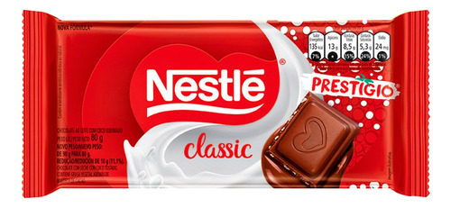 Chocolate ao Leite Prestígio Classic  pacote 80 g