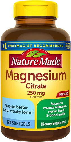 Nature Made Citrato De Magnesio 250mg Usp 120 Softgel Sabor S/n