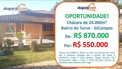 Chácara Com 3 Dormitórios À Venda, 24000 M² Por R$ 550.000 - Turvo - São José Dos Campos/sp - Ch0214