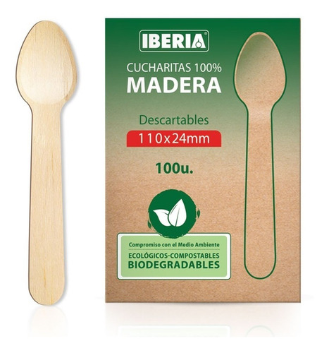 Cucharitas De Madera Moldeadas Iberia Eco Line X100u.