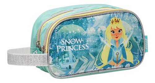 Cartuchera Snow Princess Dos Divisiones Infantil Escolar Color Aqua