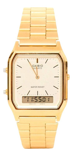 Relógio Casio Unissex Vintage Aq-230ga 9dmq Dourado Quadrado