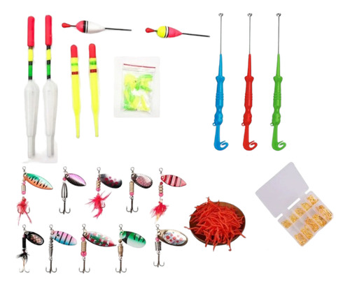 Kit 48 Pcs Boyas, Anzuelos, Señuelos Y Extractor