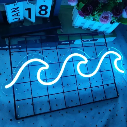 Letreros De Neón De Onda Para Dormitorio Azul Hielo Onda Reg