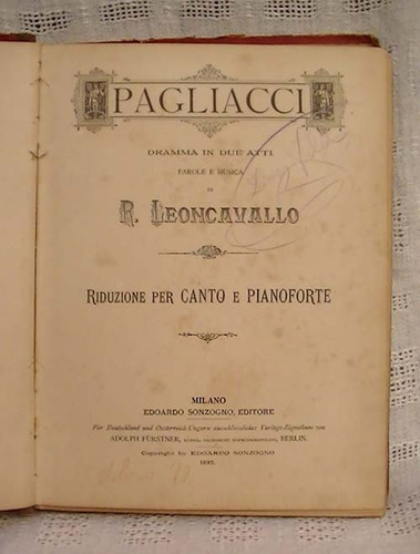 Partitura Pagliacci - R. Leoncavallo (1893)