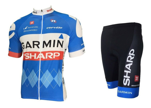 Conjunto Ciclismo Barbedo Garmin Camisa E Bermuda Masculino