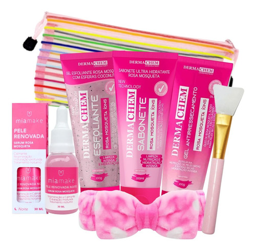 Kit Skincare Cuidado Facial Rosa Mosqueta 7 Itens Necessaire