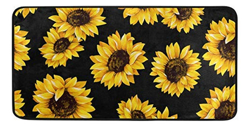 Alfombras De Cocina Con Diseno De Girasol, Antideslizantes, 