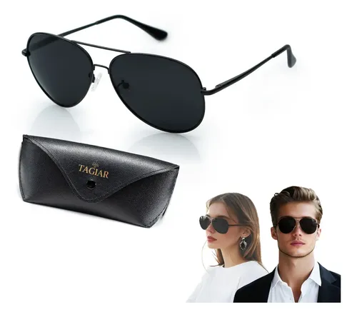 Lentes de Sol Polarizados Aviador Negro UV400 Proteccion Rayos UV