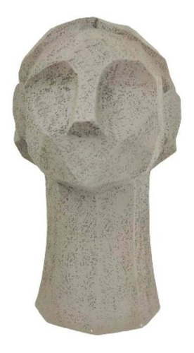 Escultura Face Cinza Decorativa 23x12x14cm Minimalista G