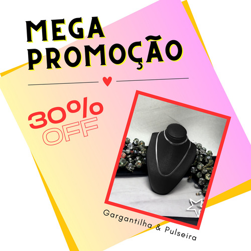 Conjunto Colar Choker Pulseira Fita Laminada Prata Aço Inox