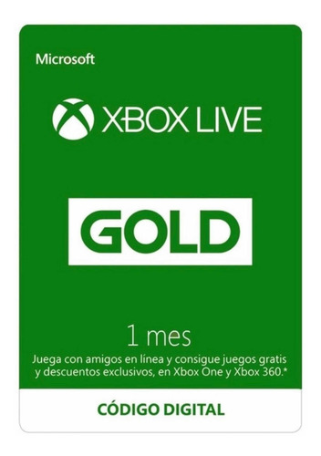 Imagen 1 de 1 de Xbox Live Gold 1 Mes, Entrega Inmediata