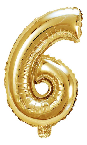 Globo Dorado Número 6 Decoraciones Cumpleaños 41cm Mylin 1pz