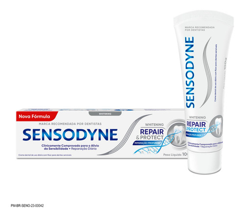 Sensodyne Repair & Protect Whitening Pasta de Dente, Reparação mais forte para os dentes sensiveis, com tecnologia NovaMin, 100g