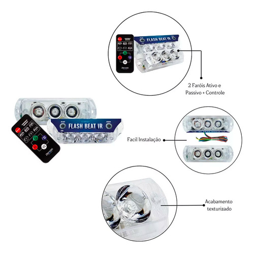 Kit Strobo Flash Beat Zendel Controle Som Automotivo