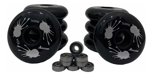 Llantas Para Patines Negra 76mm+baleros ¡envió Gratis!