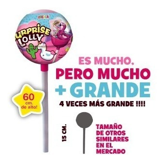 Imagen 3 de 10 de 2 Lolly Surprise Chupetin Gigante 60cm Sorpesas X 2 Kreker