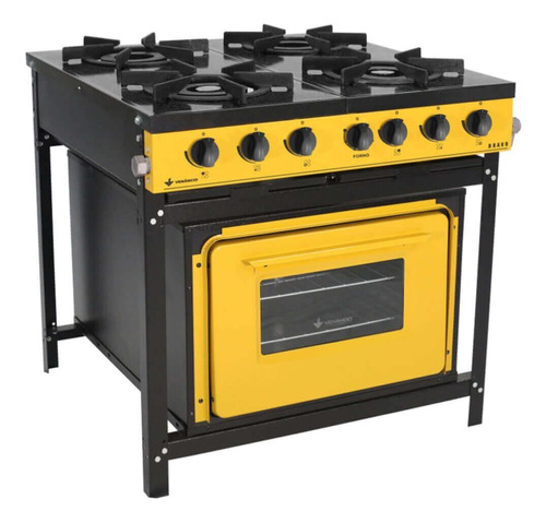 Fogão Venâncio Industrial 4 Boca C Forno Bravo Amarelo Br4bf