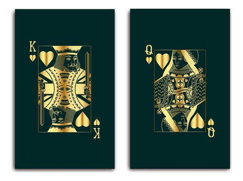 Set 2 Cuadros Cartas Poker Oro Canvas Minimalistas Dorados