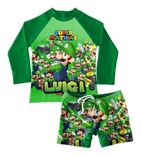 Conjunto De Traje De Baño Niño Luigi Super Mario Bros