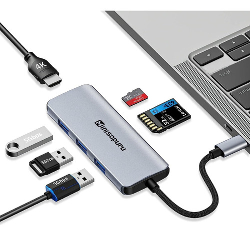 Hub Adaptador Tipo C Hdmi Usb 3.0 Pd Carga Mac Windows Andr