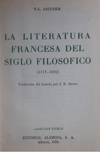 La Literatura Francesa Del Siglo Filosófico 