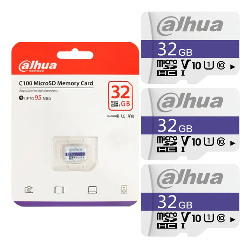 Kit Mextec 3pz Tarjeta De Memoria Microsd Dahua 32gb 90mb/s