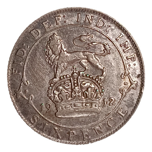 Gran Bretaña 6 Pence 1912 Exc Plata Km 815 Jorge V