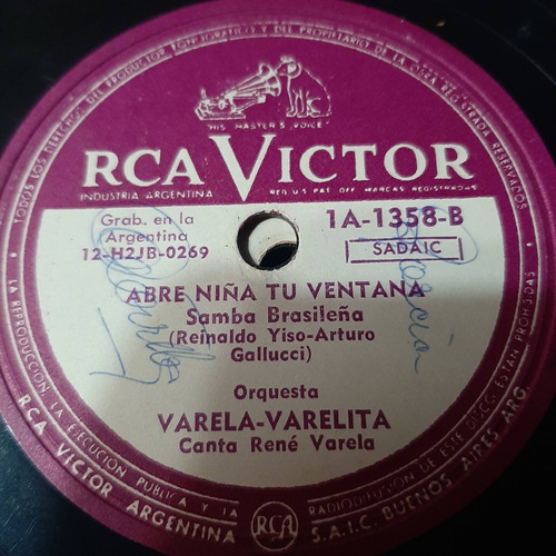 Pasta Orquesta Varela Varelita Rene Varela Rca Victor C488