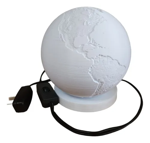 Lámpara Planeta Tierra Mundo Velador Decoración Impresion 3d