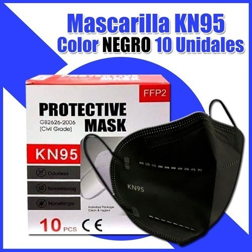Imagen 2 de 4 de Mascarilla Kn95 Importada Paq X 10 Unidades Blanca Y Negra