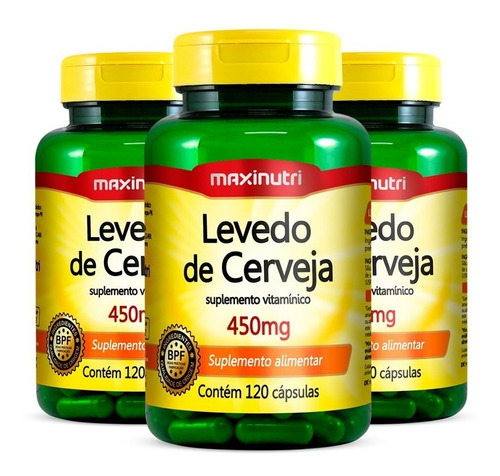 Levedo De Cerveja 450mg - 3x 120 Cápsulas - Maxinutri