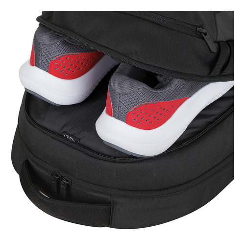 Mochila Under Armour Hustle 6.0 Backpack Unisex Negro Unisex. Diseño De La Tela Lisa Color Black / Black / White